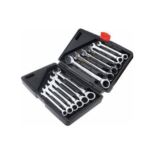 12pc Dual-Use Ratchet Wrench Fast Spanner Set Hardware Tools 72 Teeth CRV Chrome Vanadium Steel