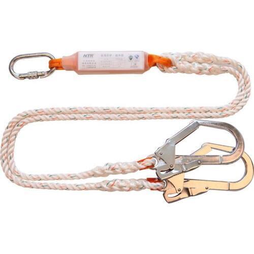 Foot Double Leg Internal Shock Lanyard with Rebar Hook Safety Lanyard with Safety Hook