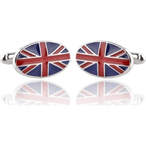 One pair popular alloy diy mens shirt cufflink fashion oval UK flag enamel cuff link xyc117