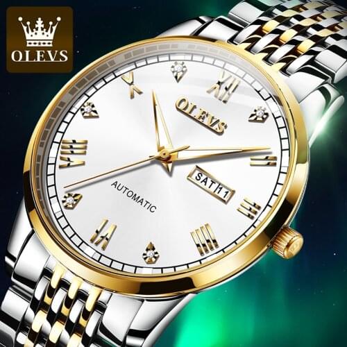 OLEVS Men Watch Automatic Mechanical Watch Top Brand Stainless SteelDress Luxury Watch Male Gift Fashion Business Clock Relogios