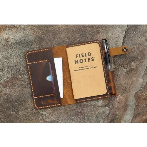 Personalized Leather field notes case wallet / mens leather pocket notebook case cover / refillable leather diary cover