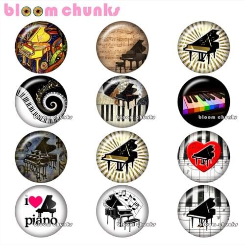 Piano music Round photo glass cabochon demo flat back Making findings 12mm/18mm/20mm/25mm A9868