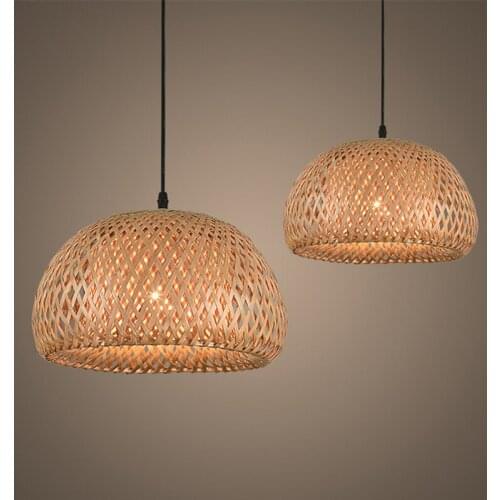 Bamboo Weaving Rattan Pendant Lights Droplight Elegant Living Room Lamp Southeast Asia Source Restaurant Hotel Bamboo Lamps