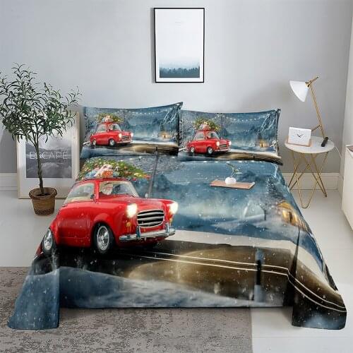 Red Car 0.9/1.2/1.5/1.8/2.0m Digital Printing Polyester Bed Flat Sheet With Pillowcase Print Bedding Set