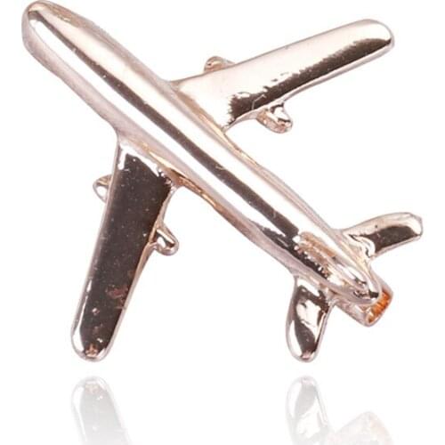 Simple Metal Airplane Brooches for Women Men Shirt Suit Collar Pins Badge Fashion Brooch Jewelry Clothing Accessories