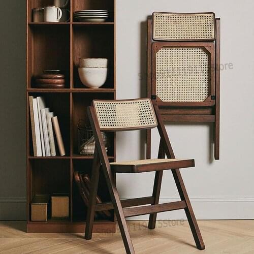 Simple Dining Chair With Rattan Back In Hotel