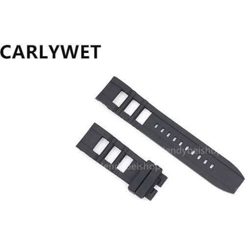 26mm (24mm Buckle End) Black Strap High quality Polysulfide Silicone Rubber Wrist Watch Band Belt Strap