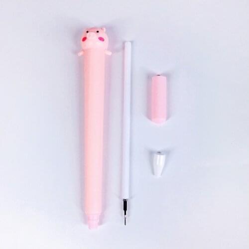 24 Pcs Creative Student Cute Pig Soft Gel Gel Pen Creative Writing Office Supplies Pen Wholesale Kawaii School Supplies