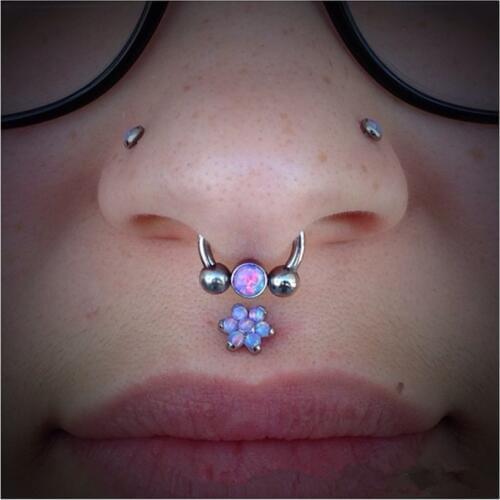 Popular 16gauge(1.2mm) stainless steel opal BCR CBR tragus helix cartilage conch daith piercing earring Body jewelry