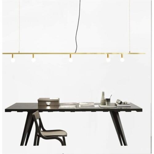 5 Heads Modern Restaurant Pendant Lights Gold Metal Strip Suspension Light Rectangle Bar Counter Home Lighting PA0267