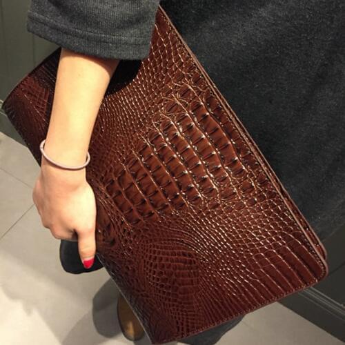 Crocodile PU Leather Women Clutch Handbag Black Brown Alligator Purse NO Strap Hand Bag female Clutches bolsa feminina purse