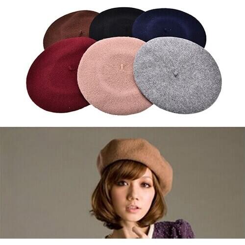 Fashion Women Vintage Winter Berets Hat Beret Beanie Gifts Wool Blend Pillbox Hat 6 Colors