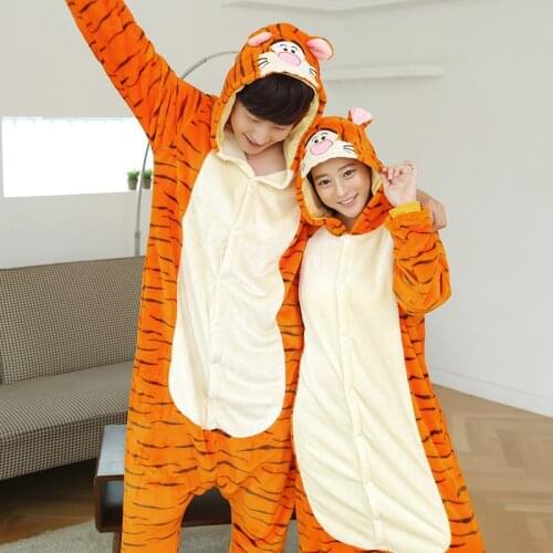 Winter Tiger Pajamas Kigurumi Animal Sleepwear Onesies Women Men Unisex Adult Flannel Nightie Home Clothes Sets
