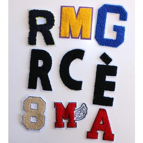 1 Pcs Arabic Numerals English letters Towel embroidery icon Iron on Patch for Clothing DIY Strip Clothes Patchwork Custom Badges