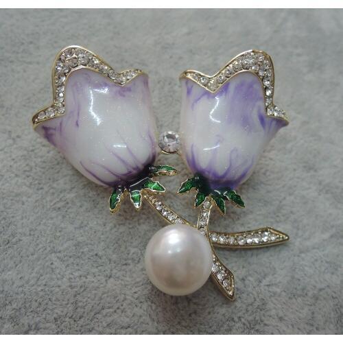 100% nature freshwater pearl brooch -very fashion flower brooch high quality, 14-15 mm big pearl