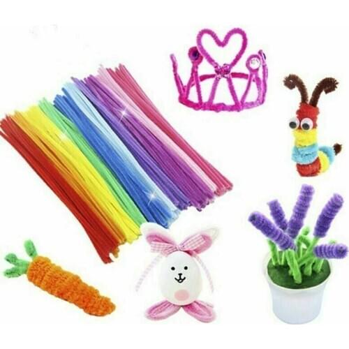 100 Pcs DIY Chenille Stems Pipe Cleaners Children Kids Plush Twisting Educational Toy