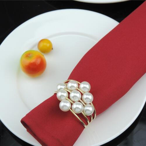 2pcs/lot Fine luxury napkin buckle pearl diamond wedding napkin ring Hotel home napkin holder 100% new high quality