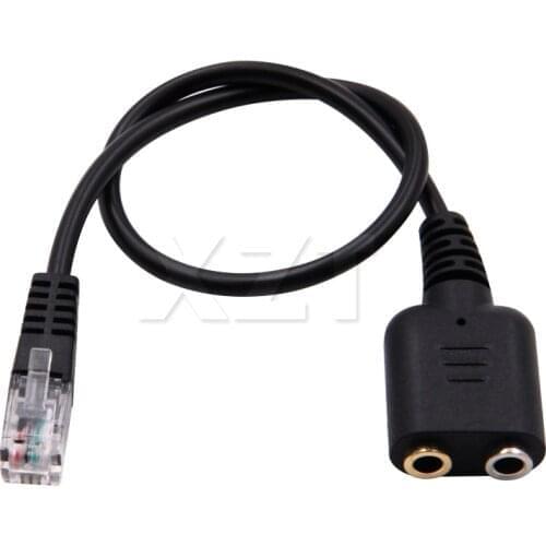 25cm Dual 3.5mm Audio Jack Female to Male RJ9 Plug Adapter Convertor Cable for PC Computer Headset for Cisco 6921 Telephone