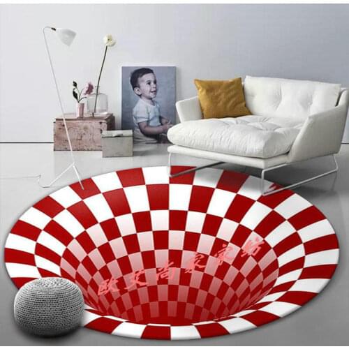3D Vortex Illusion Rug Stereoscopic circular carpet Black and white spiral Floor mat geometric living room bedroom Rug carpet
