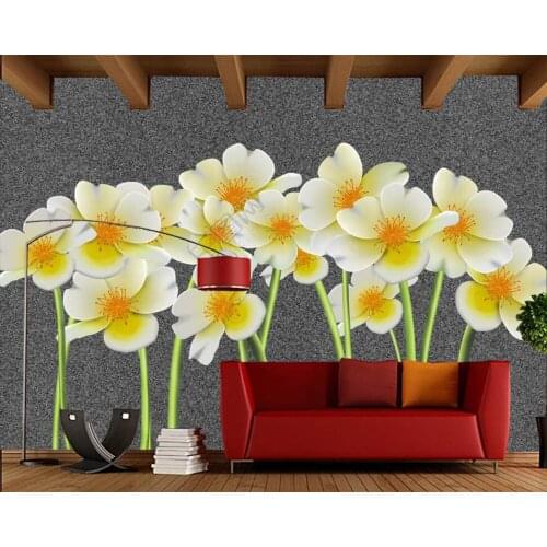 Gray background yellow flowers 3d wallpaper murals papel de parede for living room bedroom sofa TV wall kitchen restaurant cafe