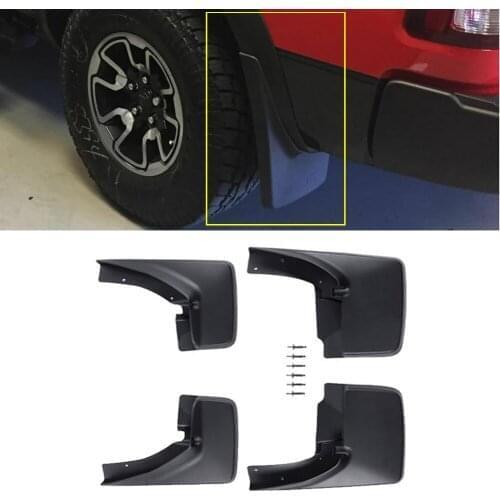 4Pcs Front & Rear Deluxe Molded Auto Splash Guards Mud Flaps Universal For Trucks With Fender Flares 2009-2019 RAM