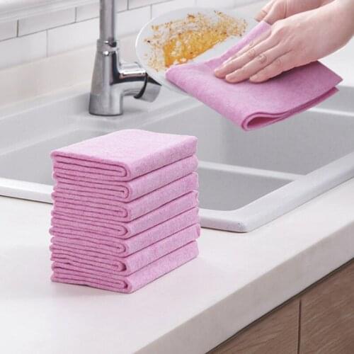 5 Pieces/Lot Rag Household Lint-free Dish Cloth Kitchen Supplies Thick Absorbent Non-stick Oil Cleaning Cloth 26*30cm
