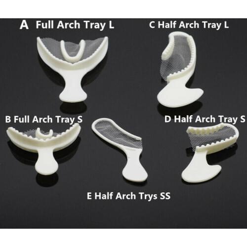 50pcs/10sets Disposable Plastic Bite Dental Registration Tray With Net Impression Teeth Holder White Color