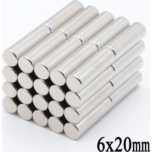50pcs 6x20 mm N35 Mini Round Super Strong Magnet Rare Earth Permanent Neodymium Magnets 6x20mm Magnet NdFeB 6*20 mm