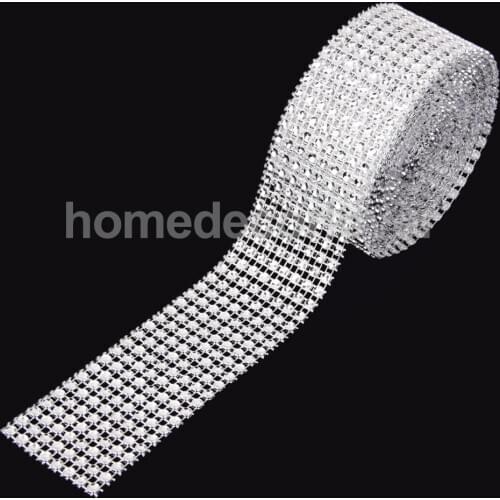 8-row Rhinestones Chain Silver Applique Trim Craft DIY 4.5m