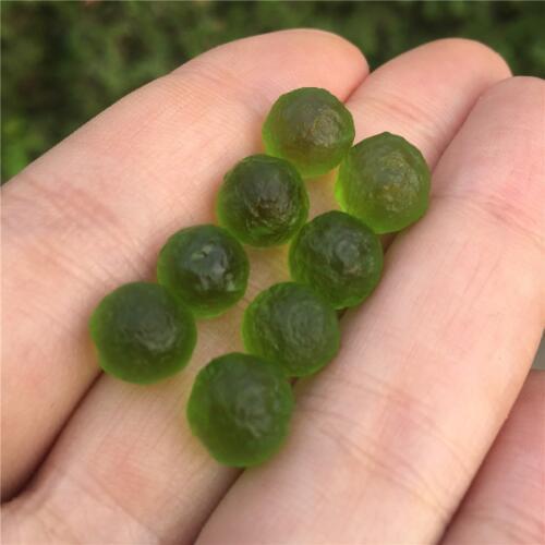 8pcs Moldavite Czech Meteorite Impact Glass Beads Rough Stone Crystal Energy Stone