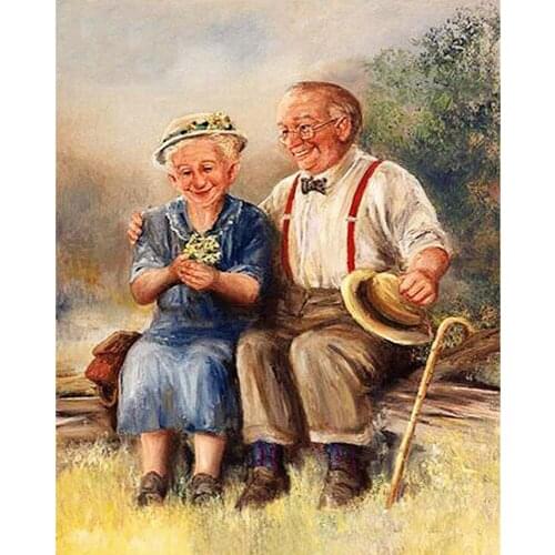 Diamond Painting Full Square/round A Couple Of Old People Mosaic Diy Diamond Painting Cross Stitch Embroidery Home Decor