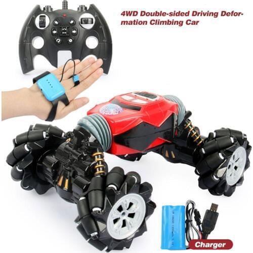 2.4GHz Remote Control Car One-button Deformation Rechargeable Gesture Sensing Drift Twisting Car Off-road Vehicle Toys For Kids
