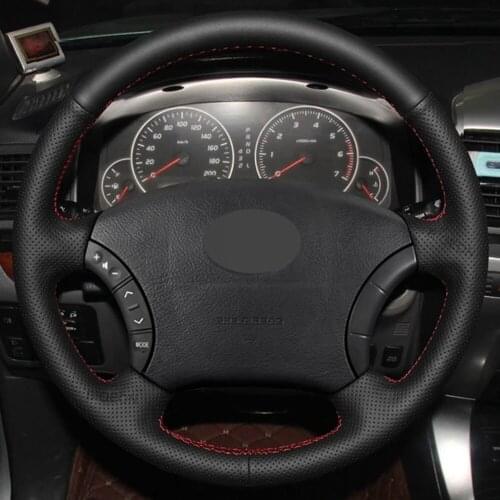DIY Black Genuine Leather Car Accessories Steering Wheel Cover For Toyota Land Cruiser Prado 120 Tacoma 4Runner Hilux Highlander