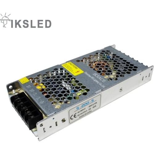 IKSLED 5V 40A LED Power Supply Transformer,200W Dc Universal Regulated Switching Power Supply Adatper for led strip,CCTV