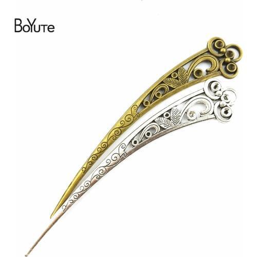 BoYuTe (10 Pieces/Lot) 148*28MM Vintage Accessories Parts Alloy Material Antique Bronze Silver Hair Stick for Jewelry Making