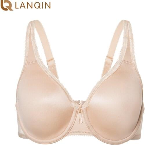 Plus Size Women Bra Smooth Lace Full Coverage Unlined Underwire Support Bralette Seamless Underwear