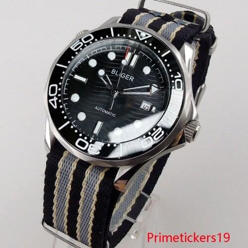 41mm Mechanical Automatic Watch Men Biger Top Brand Sapphire Glass Date Rotating Bezel Nylon Strap