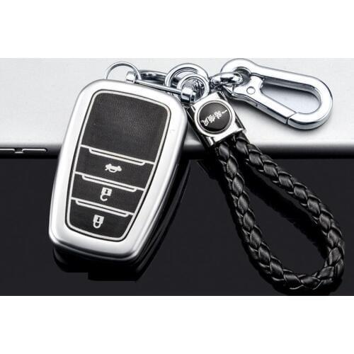 Zinc alloy+Leather Car Remote Key Cover Case For Toyota CHR C-HR Prado 2017 2018 Prius Camry Corolla RAV4 2018 Accessories