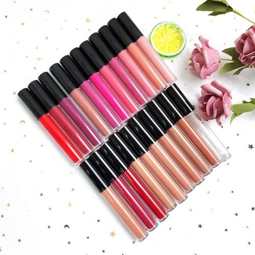 21 Color Black Round Tube Waterproof Lip Gloss Private Brand Moisturizing Custom Bulk Lip Glaze