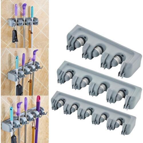 5/4/3 Position Mop Holder Kitchen Organizer Brush Broom Hanger Storage Rack Household Mop Brush Hanger Kitchen Gadgets