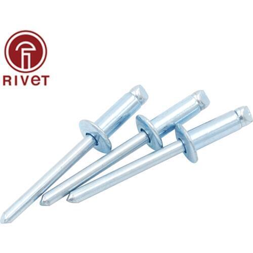 DIN 15973 100pcs M3.2/M4/M4.8/M5 Steel & Steel Round head Blind Rivets Nail Pop Rivet Open Type