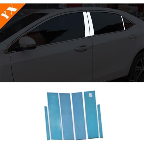 For Toyota Corolla 2014 2015 2016-2018 Accessorie Stainless styling Car exterior Window Center Pillar decor sticker Cover Trim