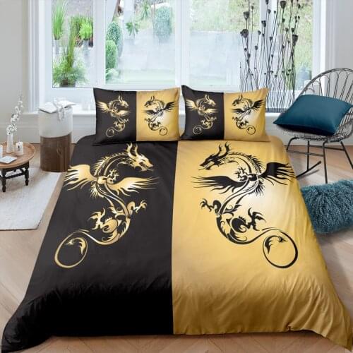 Home Textiles Luxury 3D Dragon Print Duvet Cover Set 2/3 Pcs Pillowcase Kids Bedding Set AU/EU/UK/US Queen and King Size