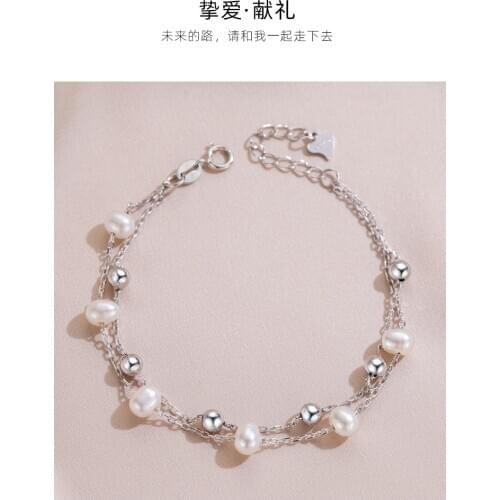 Two-layer natural freshwater Pearl Bracelet