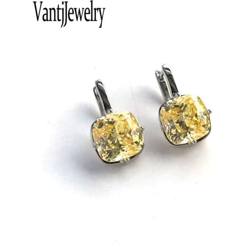 Elegant Moissanite Earrings Sterling 925 Silver Citrine for Woman Lady Party Birthday Jewelry Gift Box Free Shipping