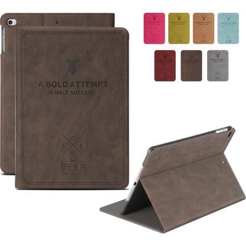 Flip Leather Cases For Ipad Air 1 2 Smart AUTO wake Sleep Stand Cover Deer Full Couque For ipad 5 6