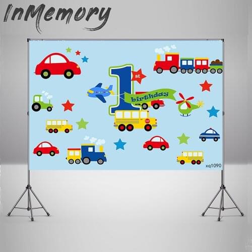 Photography Background Transportation Theme Boy Cars Boy 1st Birthday Party Photophone Backdrop Photo Studio