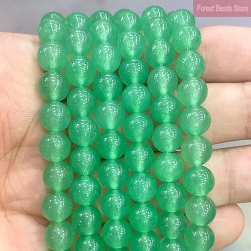 Smooth AAA Green Chalcedony Jades Natural Stone Round Beads DIY Bracelet Necklace for Jewelry Making 15"Strand 4 6 8 10 12 14MM