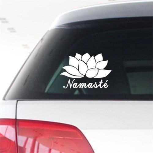 Glossy Film On Car Namaste Flower And Text India Yoga Adhesive Lettering Hollow Cool Personalized Car Stickers