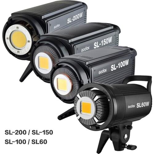 Godox SL-60W SL-100W SL-150W SL-200W LED Video Continuous Light +Barn Door Grid Filter 5600K SL60W SL100W SL150W SL200W Lighting